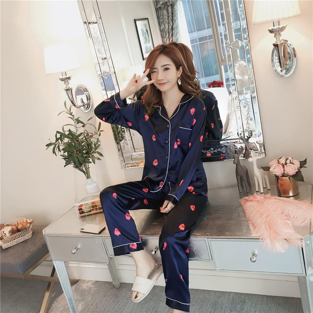 Bộ đồ ngủ nữ họa tiết trái dâu cực đáng yêu kiểu pijama dài cdanp13