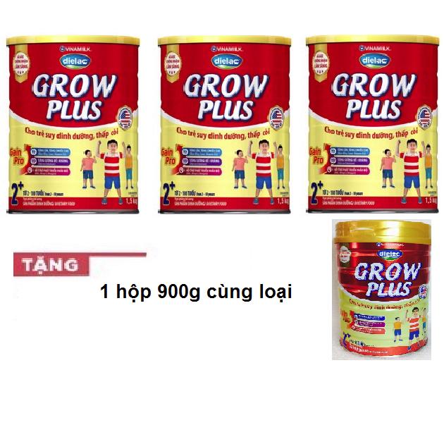 Bộ 3 hộp sữa bột vinamilk dielac grow plus 2+ 1.5kg tặng 1 hộp grow plus 2+ 900g