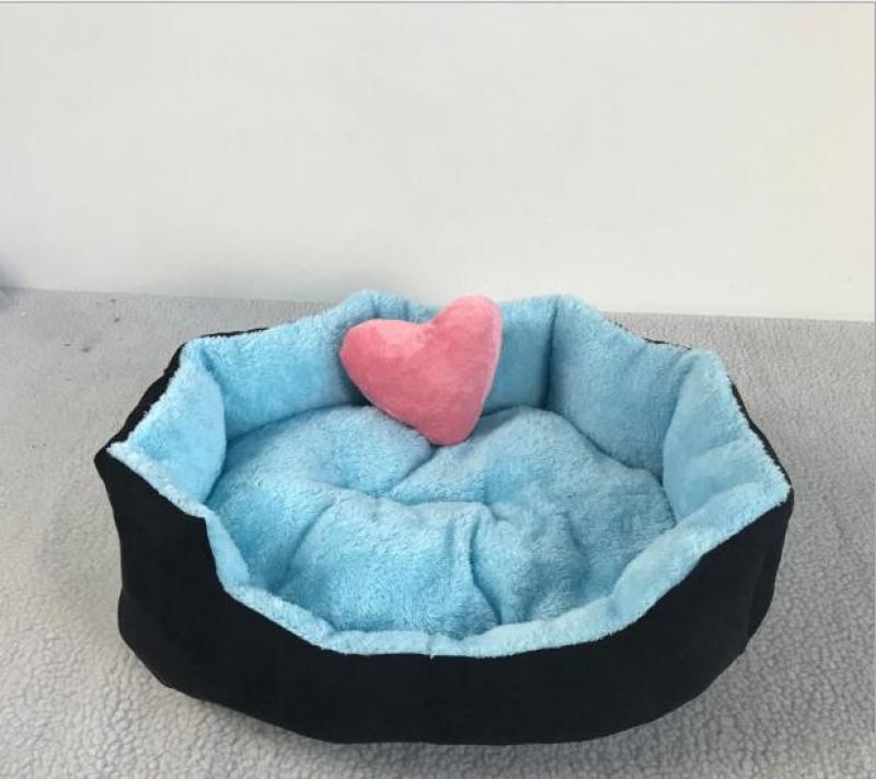 nệm giường ổ nằm cho chó mèo bông cao cấp 40x50x15 ( màu trong xanh ngoài đen )