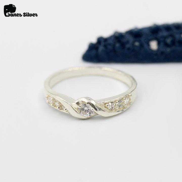 Nhẫn đá nữ, nhẫn nữ, nhẫn bạc nữ, nhẫn nữ đẹp, nhẫn nữ đính đá, nhẫn cho nữ đẹp, nhẫn đeo tay cho nữ, nhẫn nữ cao cấp, nhẫn bạc đính đá xoắn nữ chất liệu bạc ta cao cấp - thương hiệu ganes silver