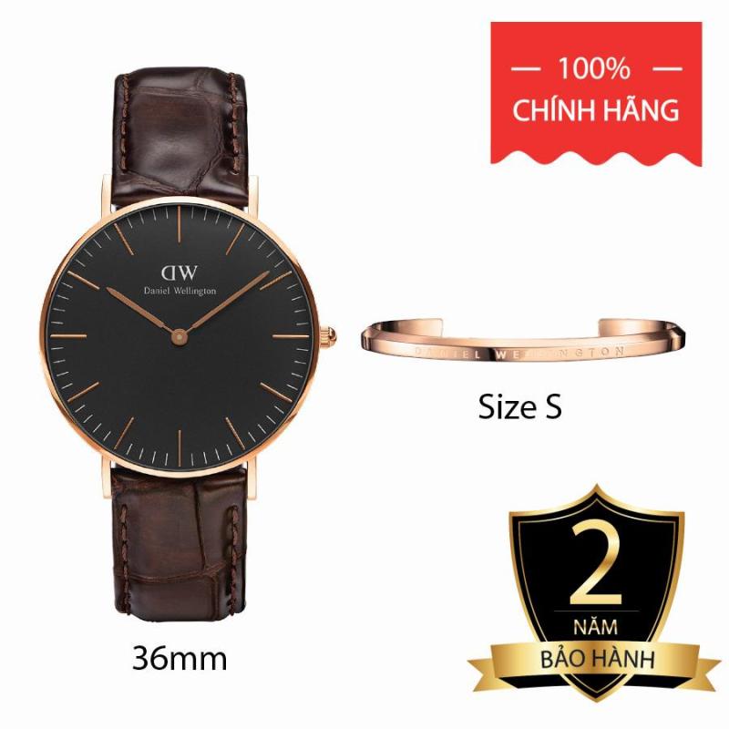 Nơi bán Combo Đồng Hồ Nữ Daniel Wellington Classic Black York 36mm và Vòng Tay Cuff size s - Vàng Hồng