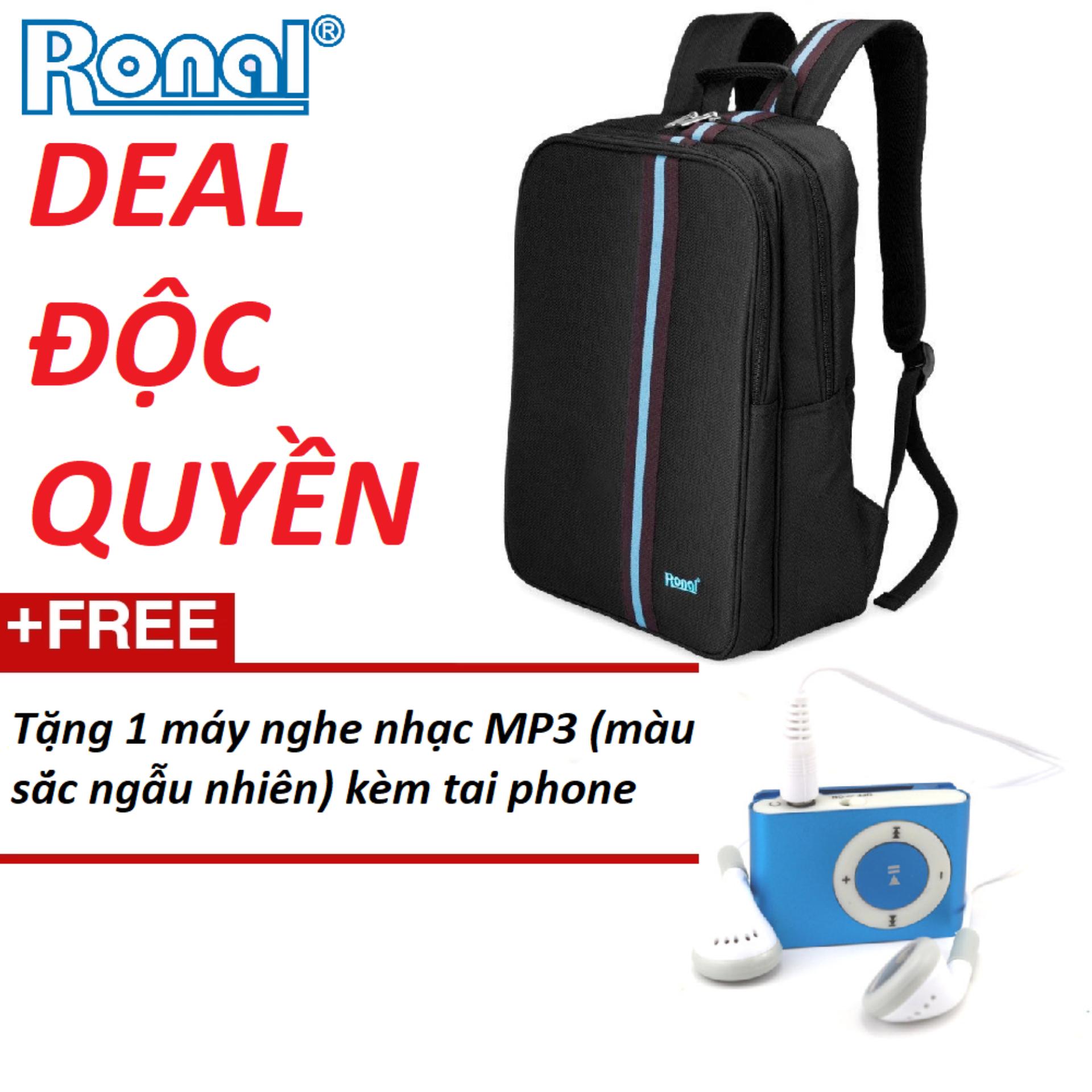 Ba lô ronal bl42a - sọc xanh tặng máy mp3