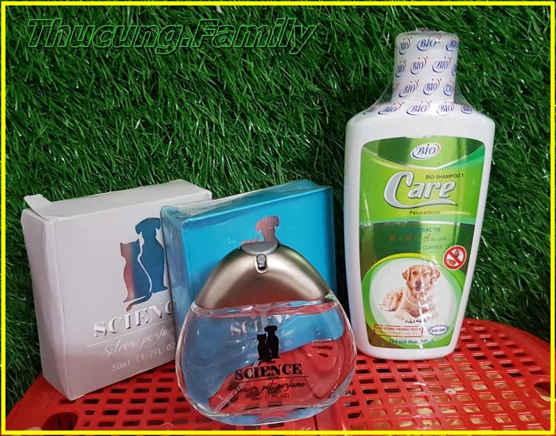 Combo sữa tắm trị ve rận BIO care + nước hoa cao cấp SCIENCE cho CHÓ MÈO.