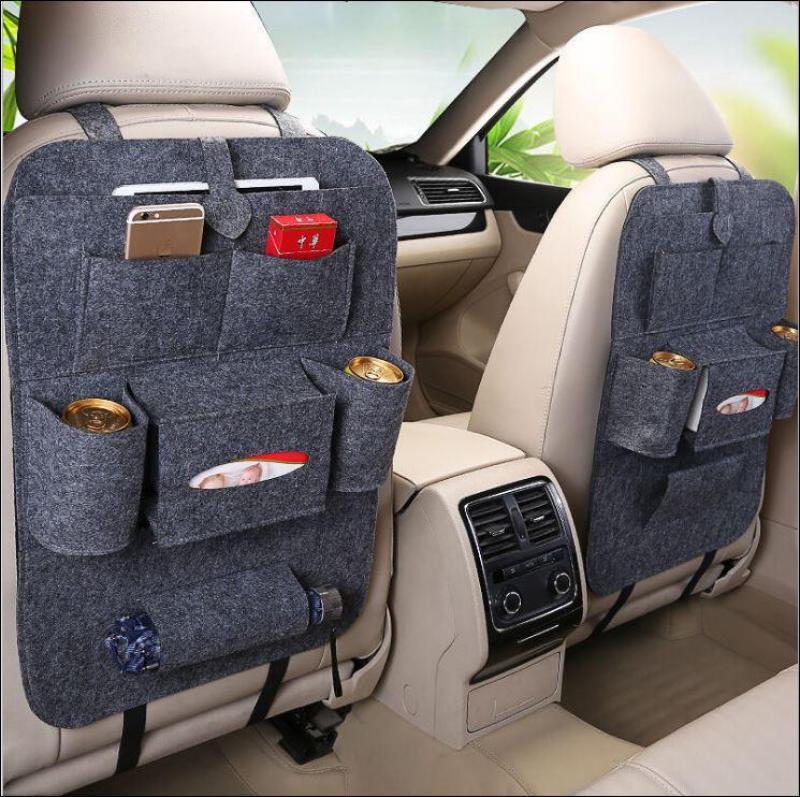 Giỏ đựng đồ treo lưng ghế oto màu xám đậm