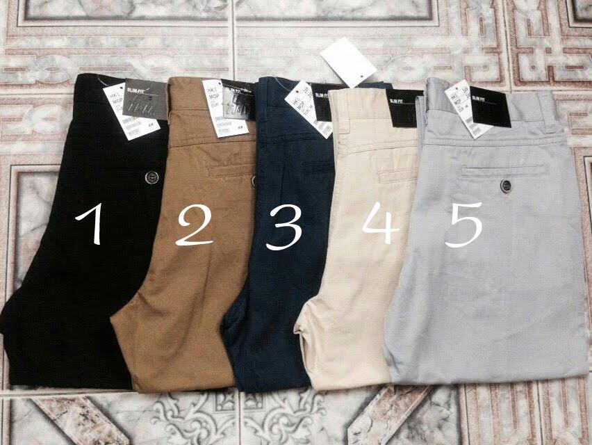Quần kaki nam đen co giãn ống côn