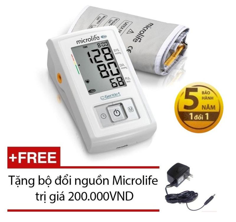 Máy đo huyết áp bắp tay Microlife A3 Basic (Trắng phối xám) + Tặng bộ đổi nguồn Microlife
