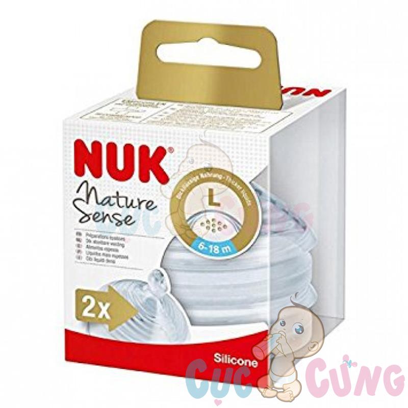 Ty bình sữa Nuk cổ rộng Silicone NATURE SENSE size 2L- 2 cái/vỹ NU21504
