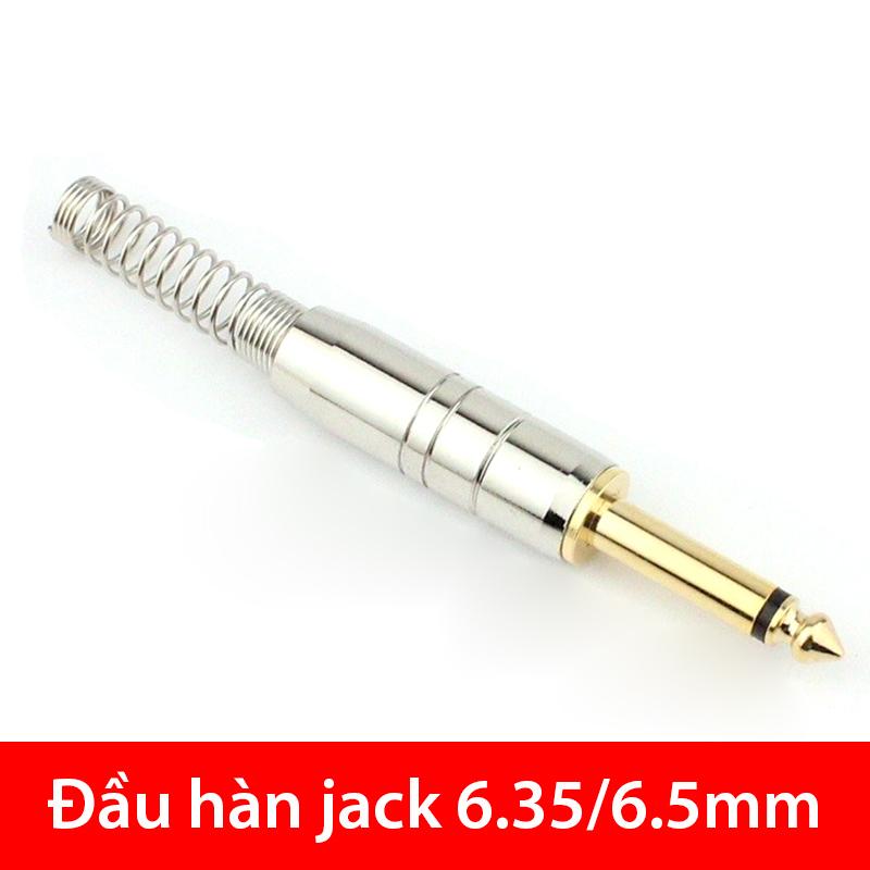 Đầu hàn jack cắm 6,5mm Mono, mạ đồng có lò xo cố định dây