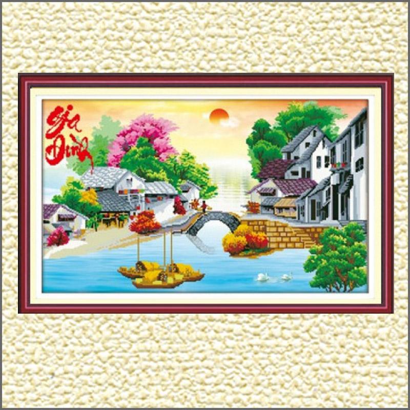 Tranh chấm hạt, đính đá, chấm đá, tranh cườm cao cấp Gia đình H808
