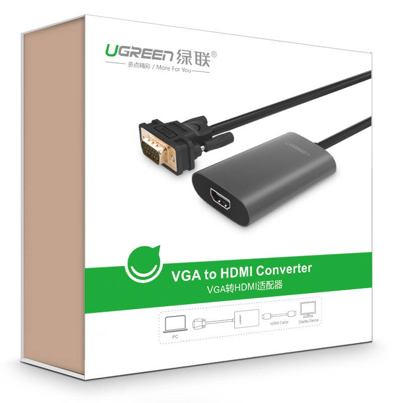 Bộ chuyển VGA đầu đực sang cổng HDMI đầu cái UGREEN MM110 Bộ chuyển VGA đầu đực sang cổng HDMI đầu cái UGREEN MM110