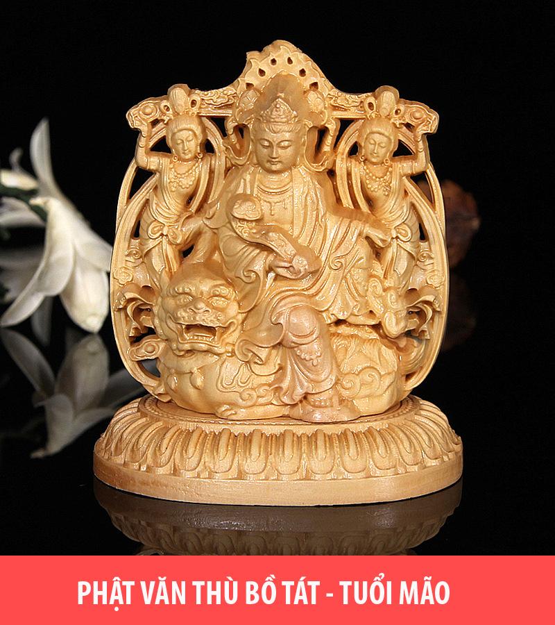 Tượng gỗ hoàng dương phật văn thù bồ tát - v183