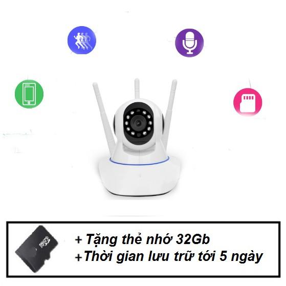 Camera IP/WIFI liveyes 3 Râu - Tặng Kèm thẻ 32GB ( trắng)