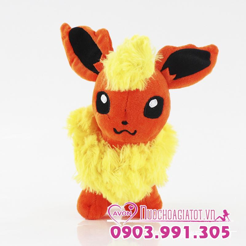 [HCM]TẶNG TÚI QUÀ - GẤU BÔNG POKEMON GO EEVEE FLAREON BOOSTER HỆ LỬA MÀU CAM 20CM