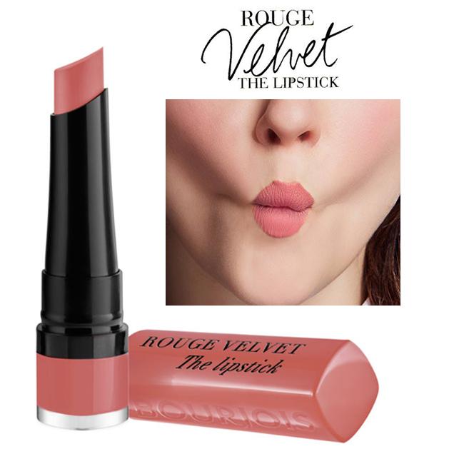 Son lì mịn môi dạng thỏi bourjois rouge velvet the lipstick #02 – flaming’ rose - sắc hoa hồng khô