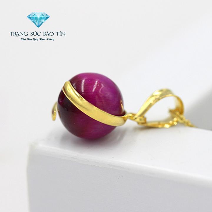 Dây Chuyền Vàng, Dây Chuyền Phong Thủy, Dây Chuyền Vàng Nữ Đính Đá Mắt Hổ Hồng Chất Liệu Vàng 10K - Thương Hiệu Bảo Tín