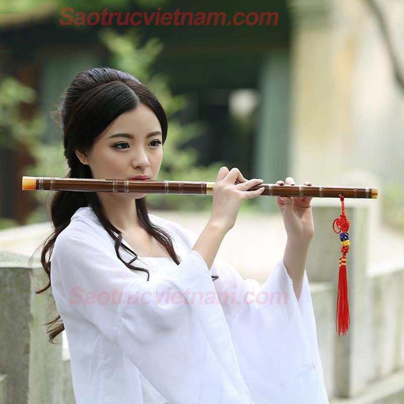 Sáo Trúc Dizi Nâu Khớp Inox LAD6 - Sáo Trúc Haki - Tặng Kèm Túi Nhung, Màng Rung, Dây treo