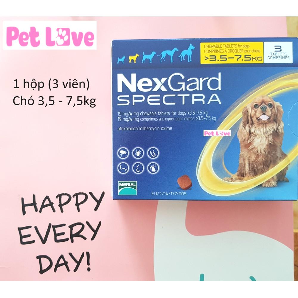 1 hộp NexGard Spectra xổ giun, diệt ghẻ, ve rận, bọ chét (chó 3,5 - 7,5kg; 3 viên/ hộp)