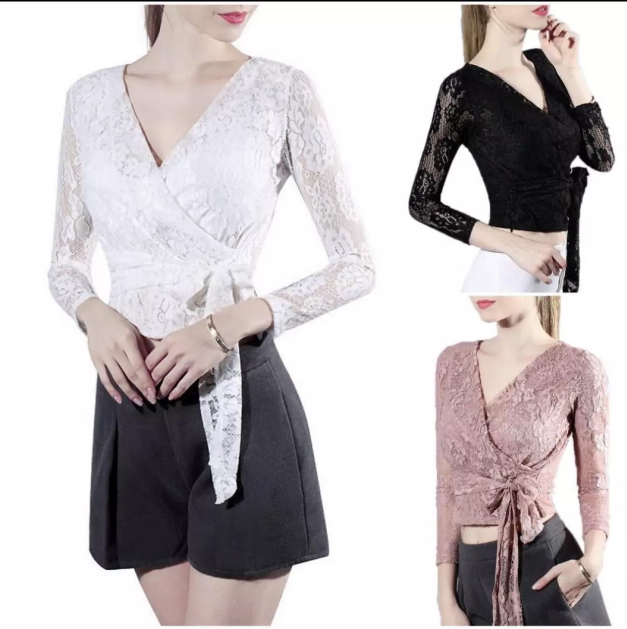 Áo ren eo đính nơ tay lỡ (trắng) free size dưới 55kg