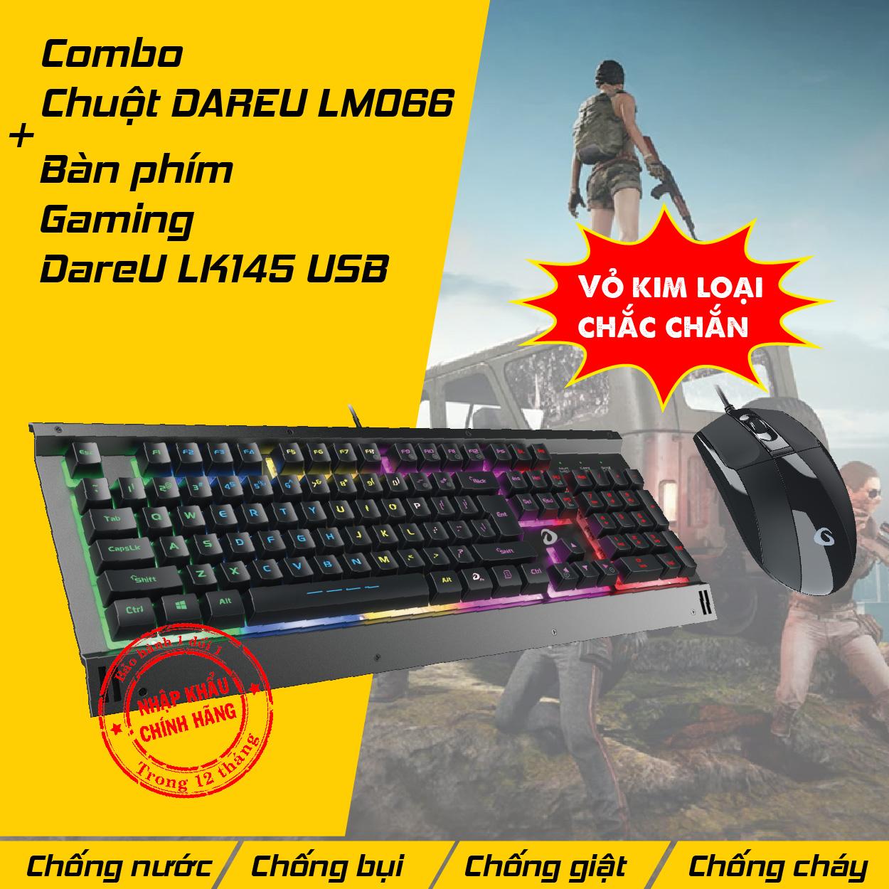 Bộ Bàn Phím Chuột Chơi Game Bán Cơ Chuyên Nghiệp DareU LK145+ LM066 Full LED.