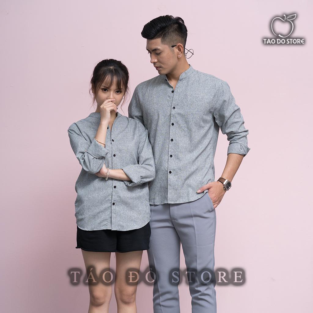 Áo sơ mi cặp đôi nam nữ gia đình vải đũi thoáng mát - smt04