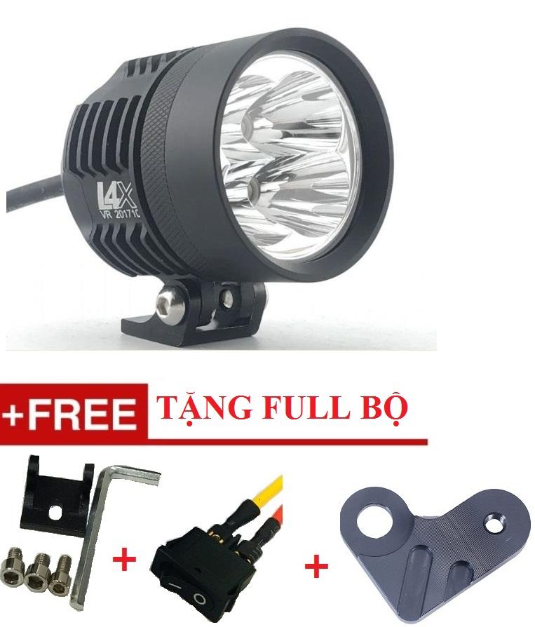 Đèn trợ sáng xe máy l4x-cree 4 led siêu sáng + tặng full bộ phụ kiện