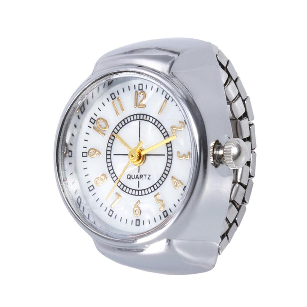 ภาพประกอบของ หน้าปัดนาฬิกาควอทซ์อะนาล็อกสร้างสรรค์เหล็กเย็นยืดหยุ่นควอตซ์นาฬิกาแหวนนิ้ว