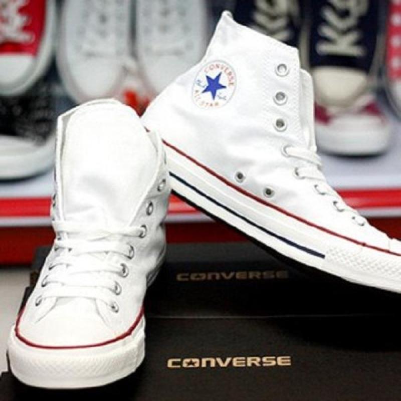 Giầy Converse VNXK Classic Trắng sọc đỏ cao cổ nam nữ