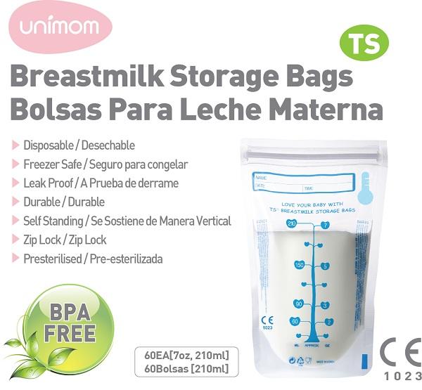 Túi đựng sữa mẹ cảm ứng nhiệt Unimom không có BPA 210ml Made in Korea