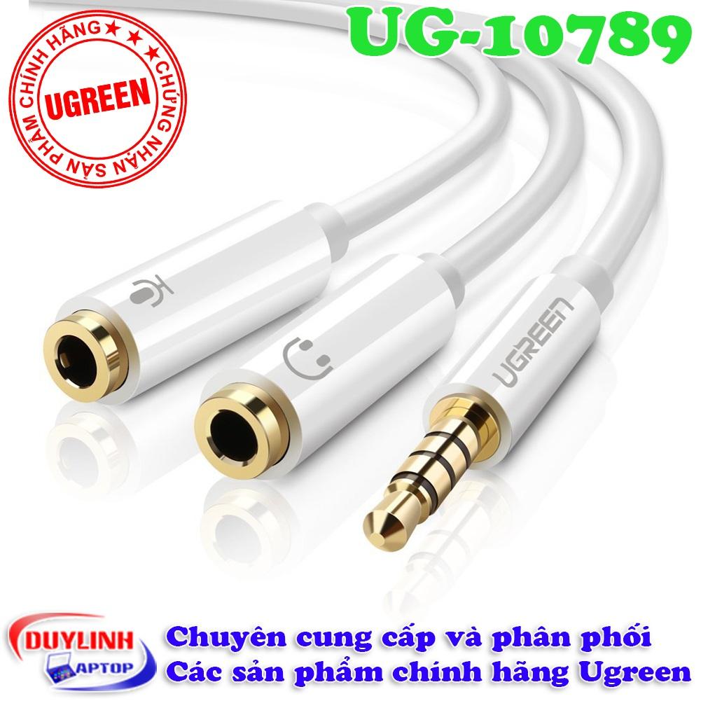 Cáp chuyển audio 3.5mm sang 1 đầu audio 3,5mm, 1 đầu microphone ugreen 10789