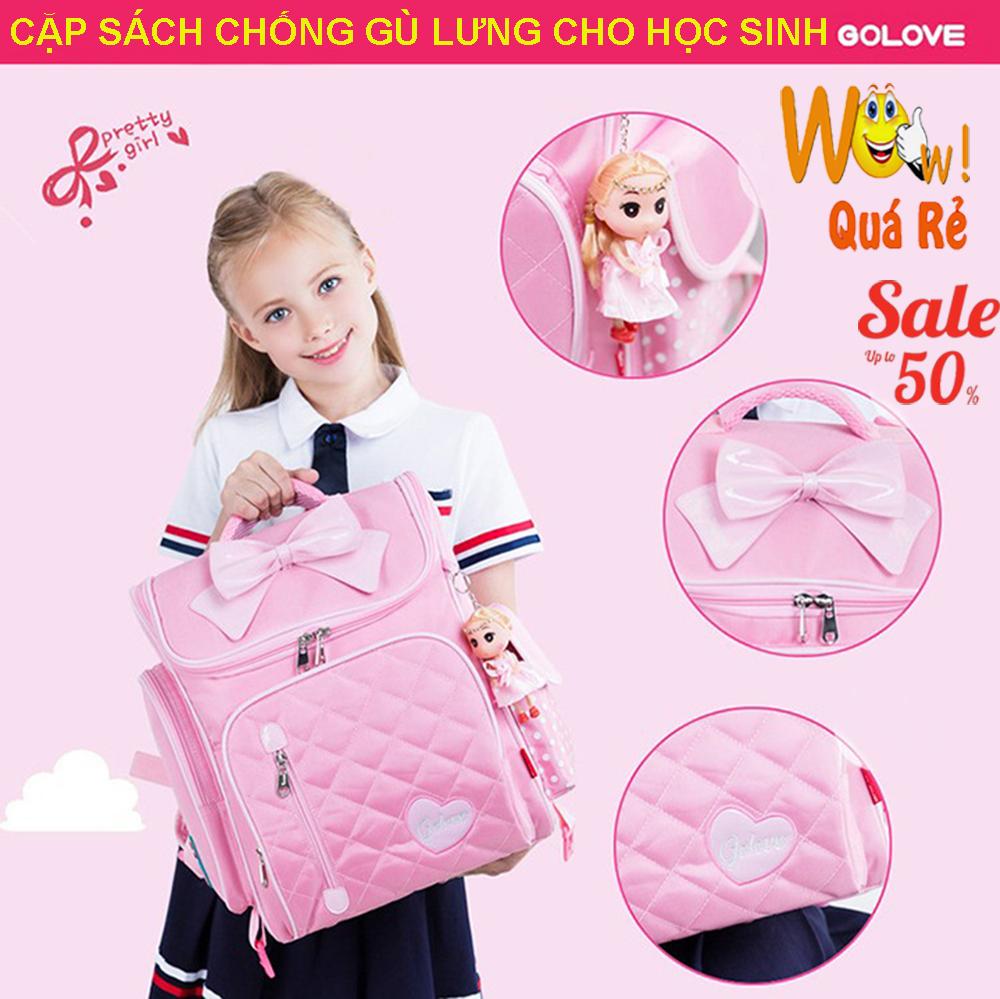 Ba lô chống gù, cặp sách học sinh, cặp sách ba lô chống gù lưng cho học sinh golove tặng kèm búp bê xinh xắn, mẫu mới 2019 chống cong vẹo cột sống cho bé, sale 50% - bh 1 đổi 1 trên toàn quốc