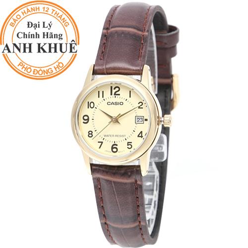 Đồng hồ nữ dây da casio anh khuê ltp-v002gl-9budf