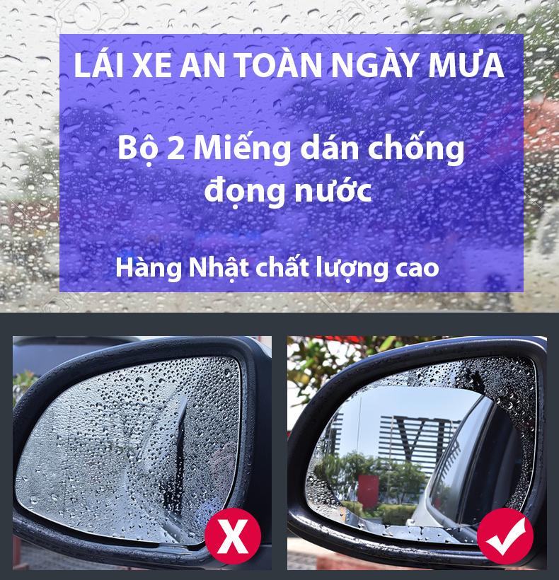 [Xem VIDEO] 2 Miếng dán chống đọng nước và Chống lóa gương ô tô, xe máy (Loại to bầu dục 90x140mm) Hàng Nhật - DGB29