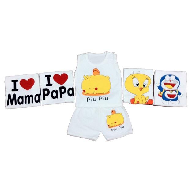 Combo 5 bộ slogan sát nách đùi chất cotton4c-9-12kg