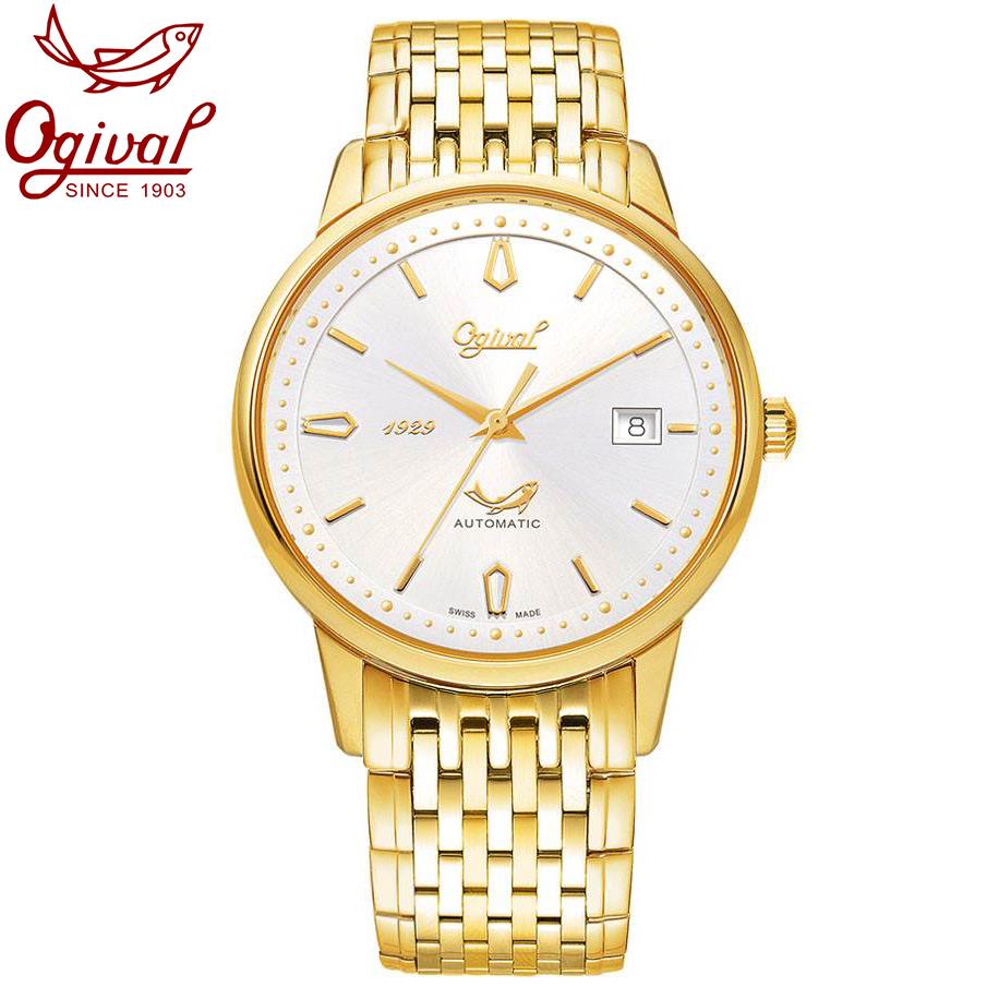 Đồng hồ nam mặt kính sapphire Ogival OG1929-24AGK trắng