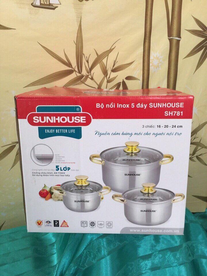 Bộ nồi inox 5 đáy Sunhouse SH781