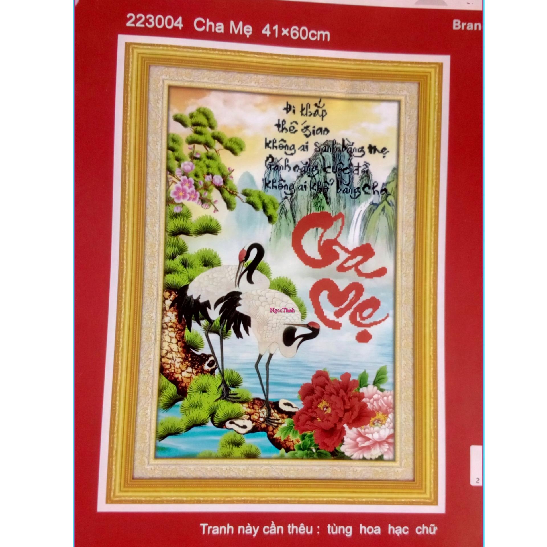 Tranh thêu chữ thập chữ thâp Cha mẹ DLH-223004-Siêu thị tranh thêu