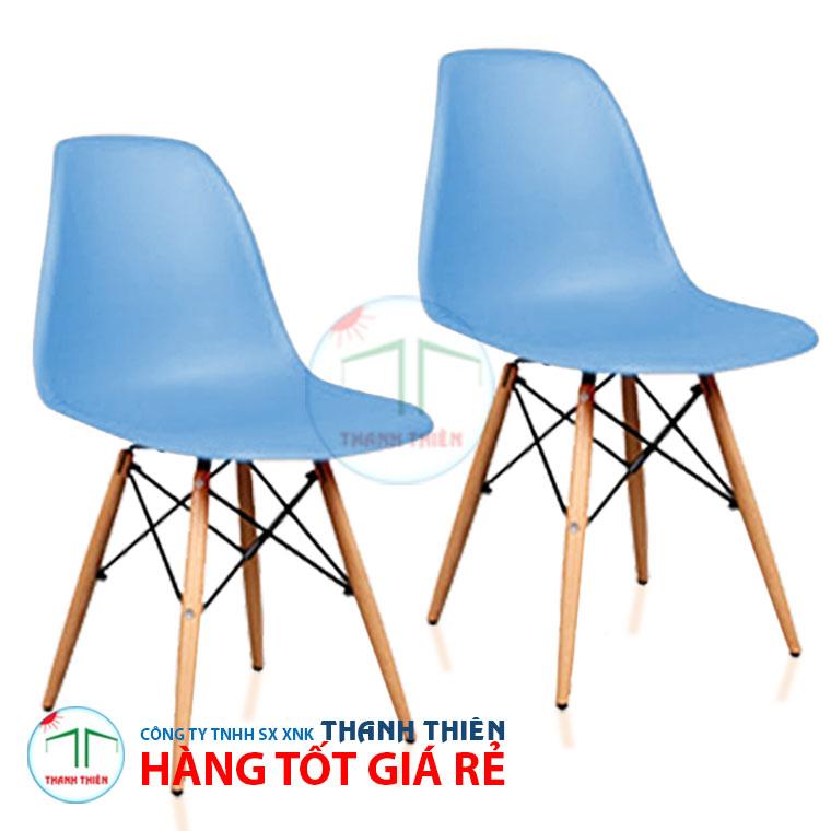 Bộ 2 ghế nội thất, ghế ăn, ghế cafe, ghế nhà hàng, ghế eames chân gỗ gcp 001