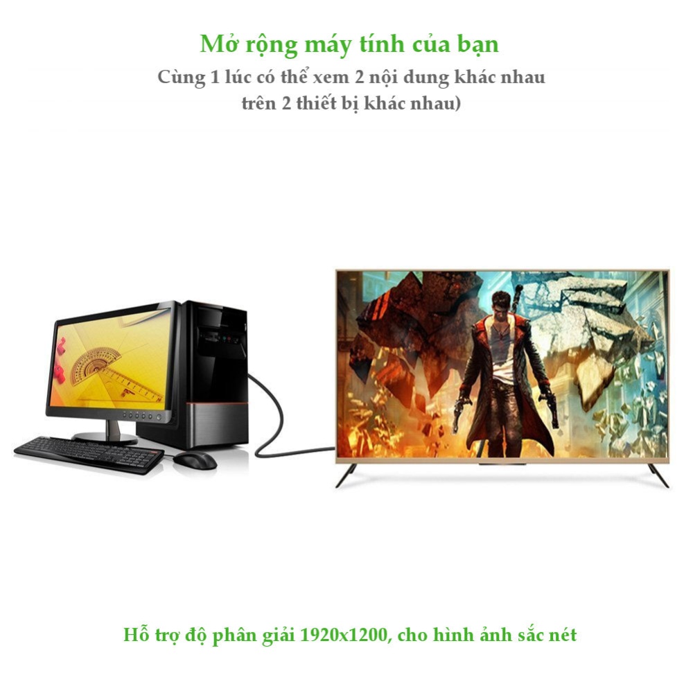 Cáp chuyển DVI-I (24+5) sang cổng VGA, dài từ 1-5m UGREEN DV102 Cáp chuyển DVI-I (24+5) sang cổng VGA, dài từ 1-5m UGREEN DV102