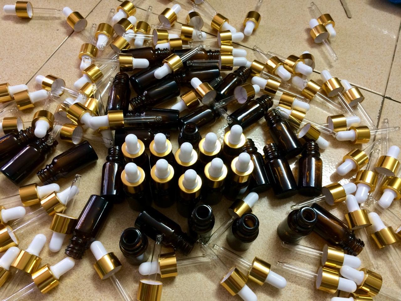 Combo 100 Lọ đựng tinh dầu nâu bóp giọt 10ml