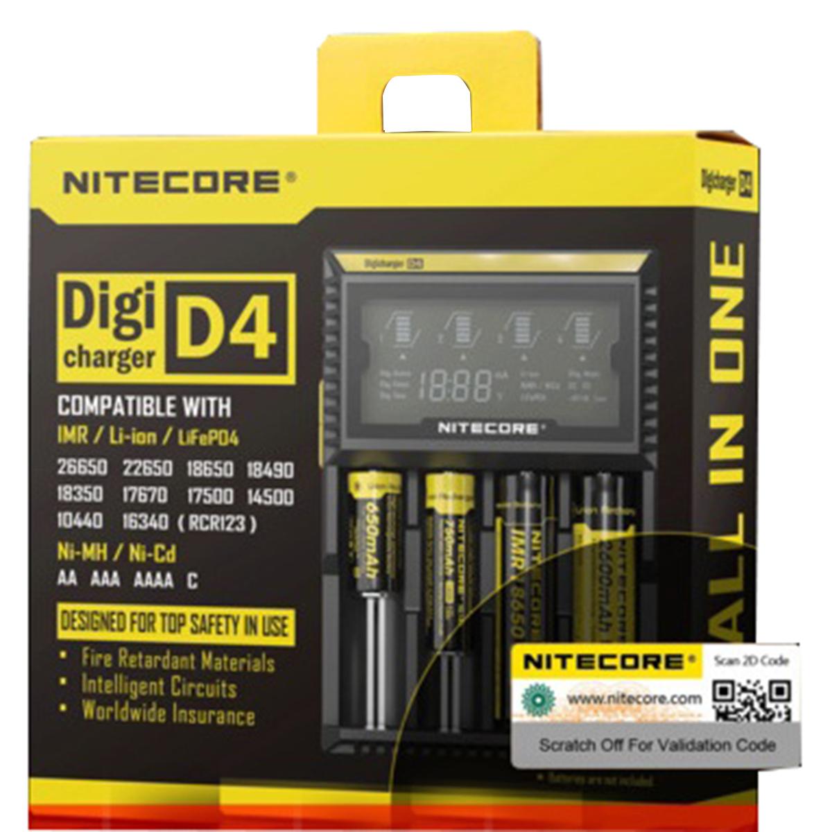 Sạc pin đa năng cao cấp Nitecore D4 cho pin 18650, 26650, AA, AAA...