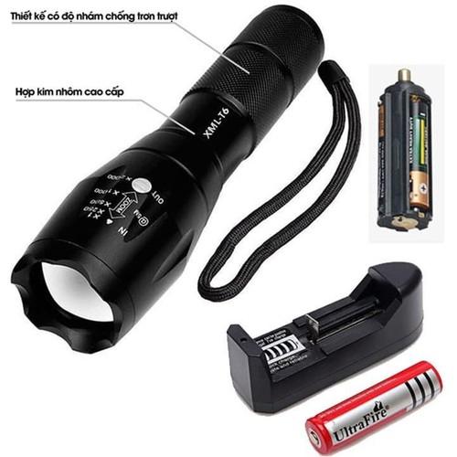Đèn pin siêu sáng chống nước xml-t6 kèm pin 3.7v 4200maah và sạc