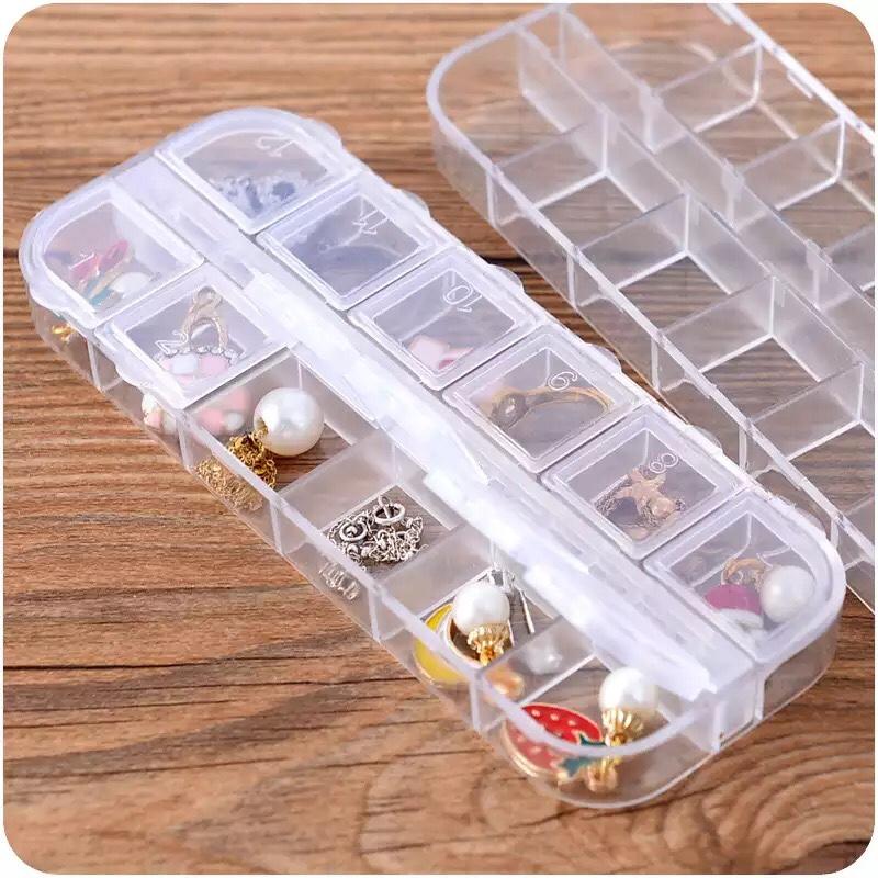 Hộp khay nhựa 12 ô đưng đá bông tai, trang sức nhỏ gọn