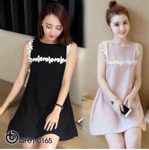 Đầm suông sát nách viền hoa đáng yêu HL solist