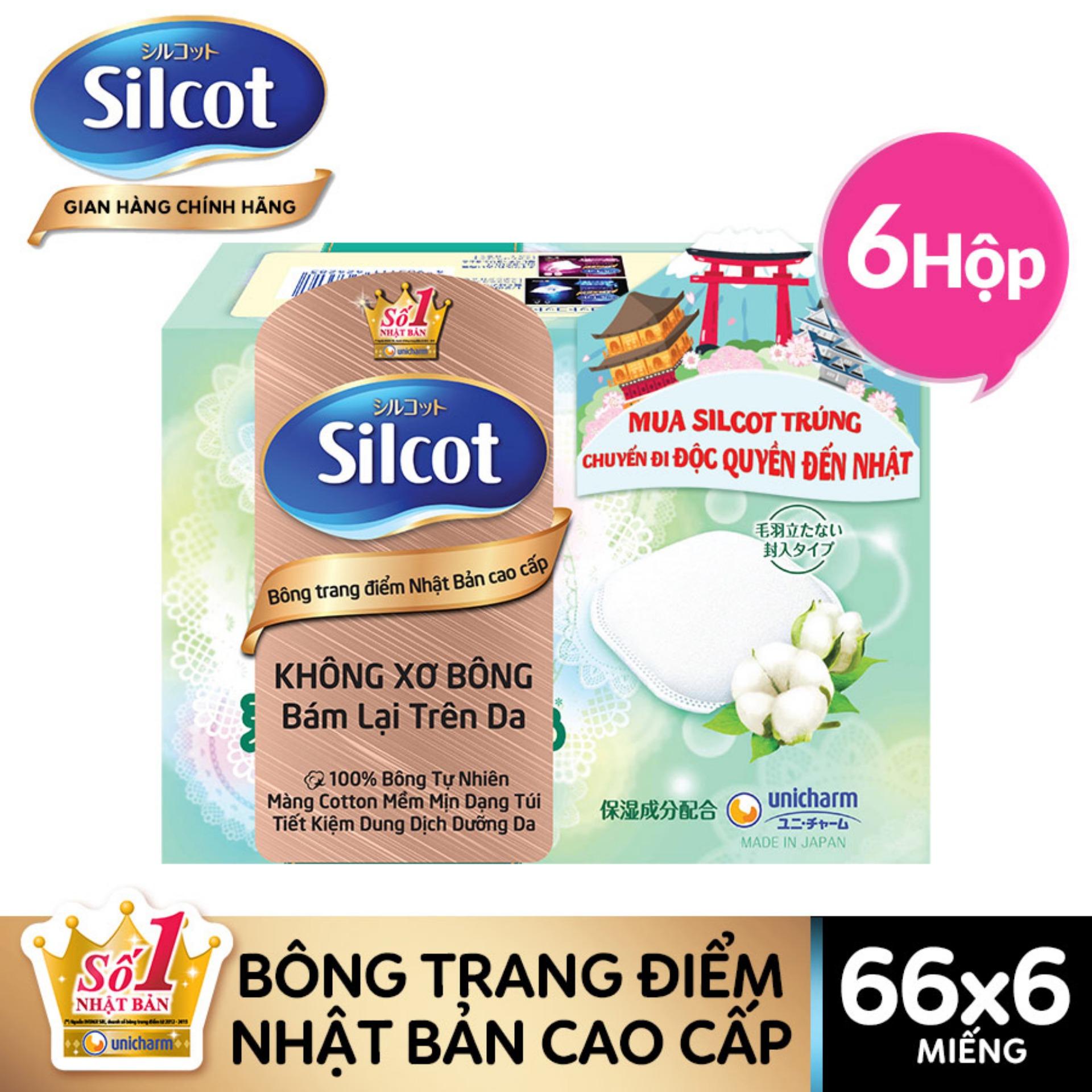 Combo 6 Hộp bông trang điểm (Bông tẩy trang) cao cấp Silcot Premium 66 miếng/hộp