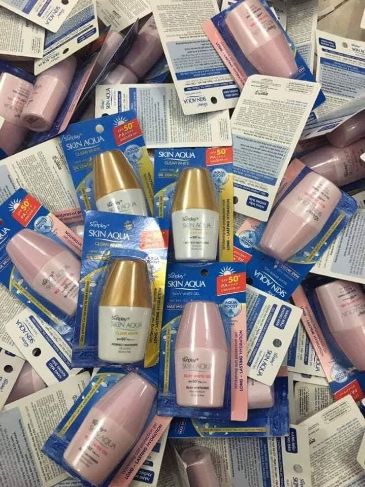 Combo 20kem chống nắng (10kem chống nắng sunplay clear white cc milk spf50_5g & 10kem chống nắng sunplay skin aqua silky white spf 50_6g)