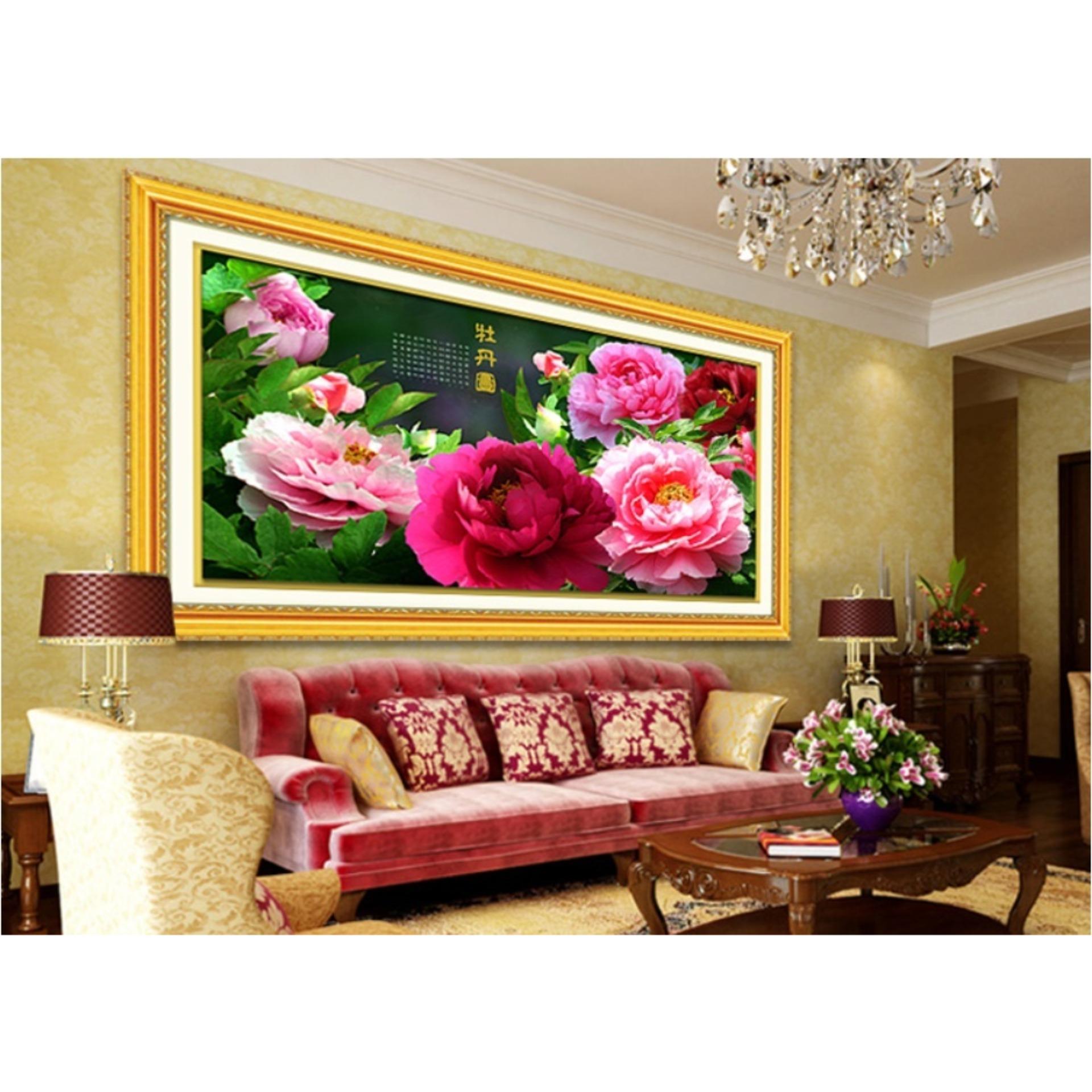 Tranh thêu hoa hồng tuyệt dẹp HH0612 Kích thước: 140x78cm- Ngocthinhshop