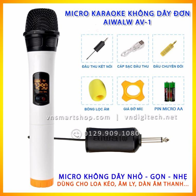 Micro karaoke không dây aiwalw av1 dùng cho âmly , loa kéo , loa xách tay
