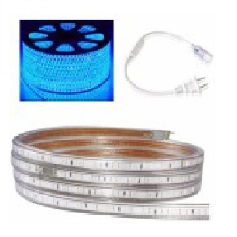 Bộ 30m đèn Led dây 5050/220V màu xanh dương và 1 đầu nối dây nguồn