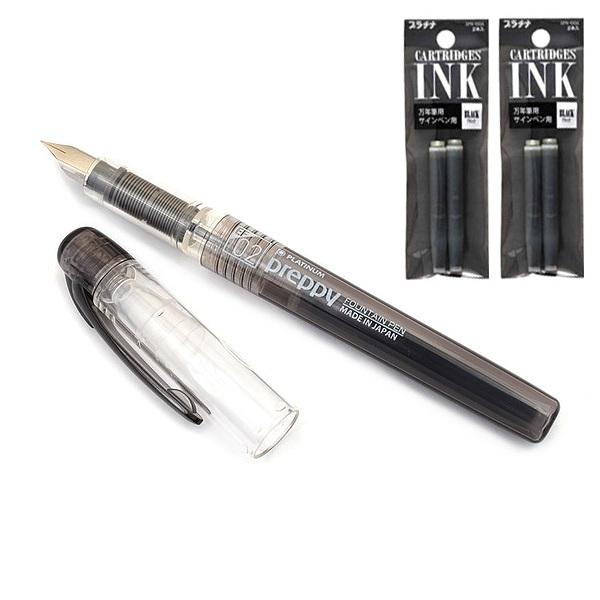 [ cỡ 02 ] Combo bút máy học sinh Preppy Platinum Nhật Bản cỡ 02 và 2 túi ống mực