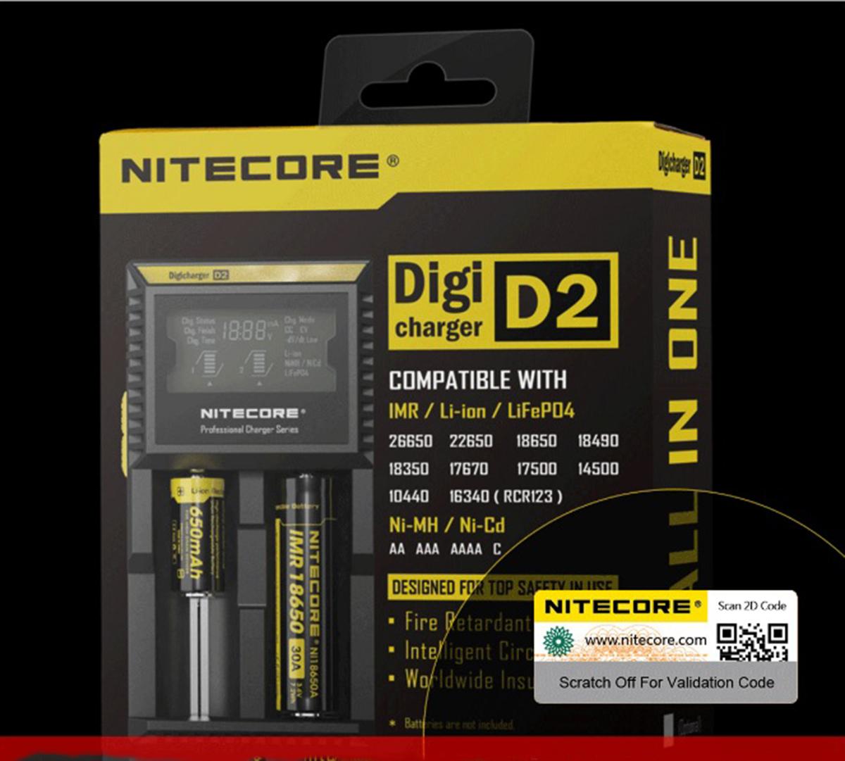 Sạc pin nitecore d2 cho pin 18650, 26650, aa, aaa...